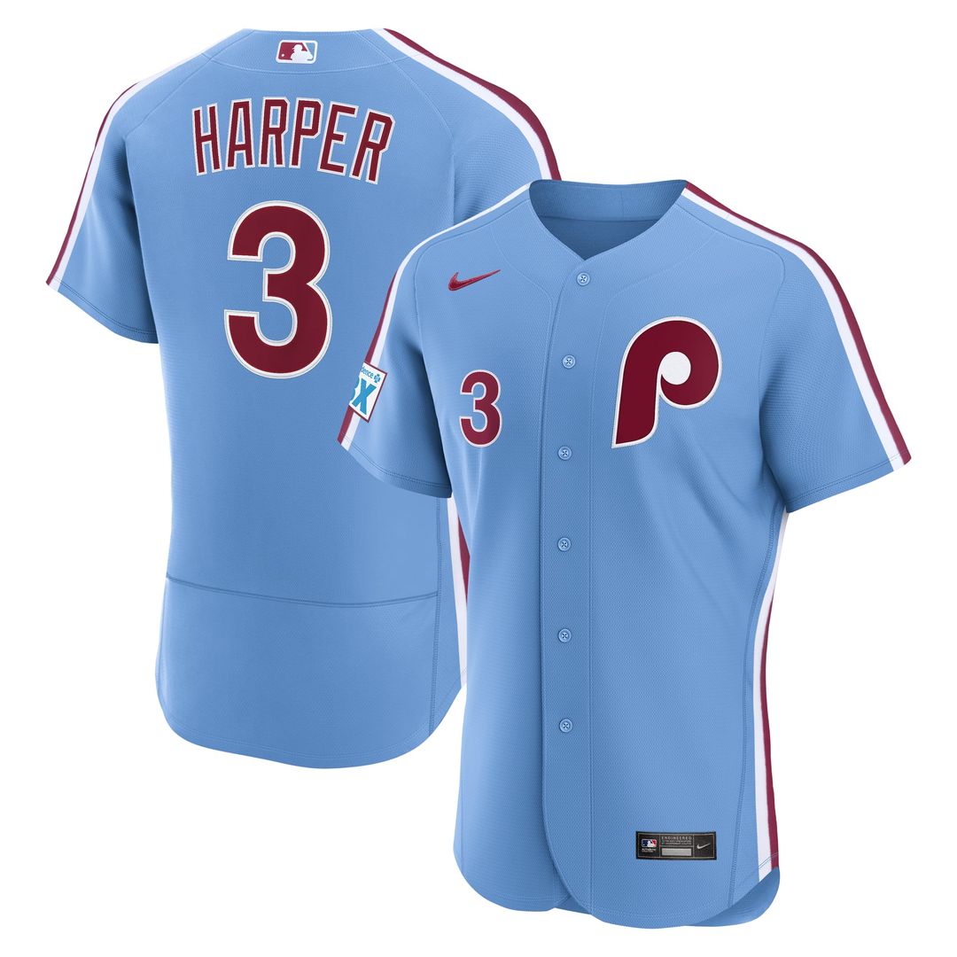 Bryce Harper Philadelphia Phillies Alternate Authentic Sponsor Patch Jersey - Cream