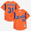 Mike Piazza New York Mets Cooperstown Collection Mesh Batting Practice Button - Up Jersey - Orange