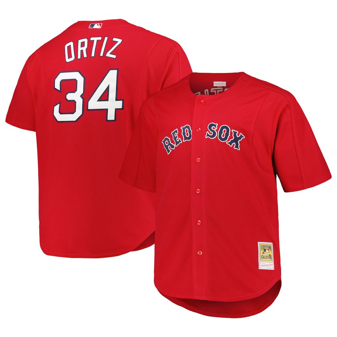 David Ortiz Boston Red Sox Big & Tall Cooperstown Mesh Batting Practice Jersey - Red