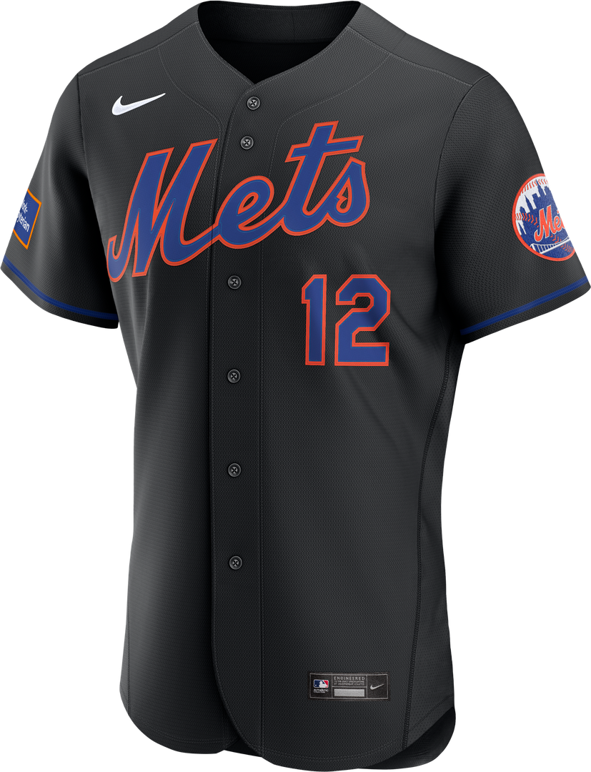 Francisco Lindor New York Mets Alternate Authentic Sponsor Patch Jersey - Black