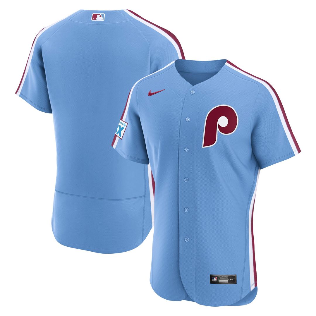 Philadelphia Phillies Alternate Sponsor Patch Authentic Jersey - Light Blue