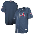 Atlanta Braves Stitches Team Color Full - Button Fashion Jersey - Navy