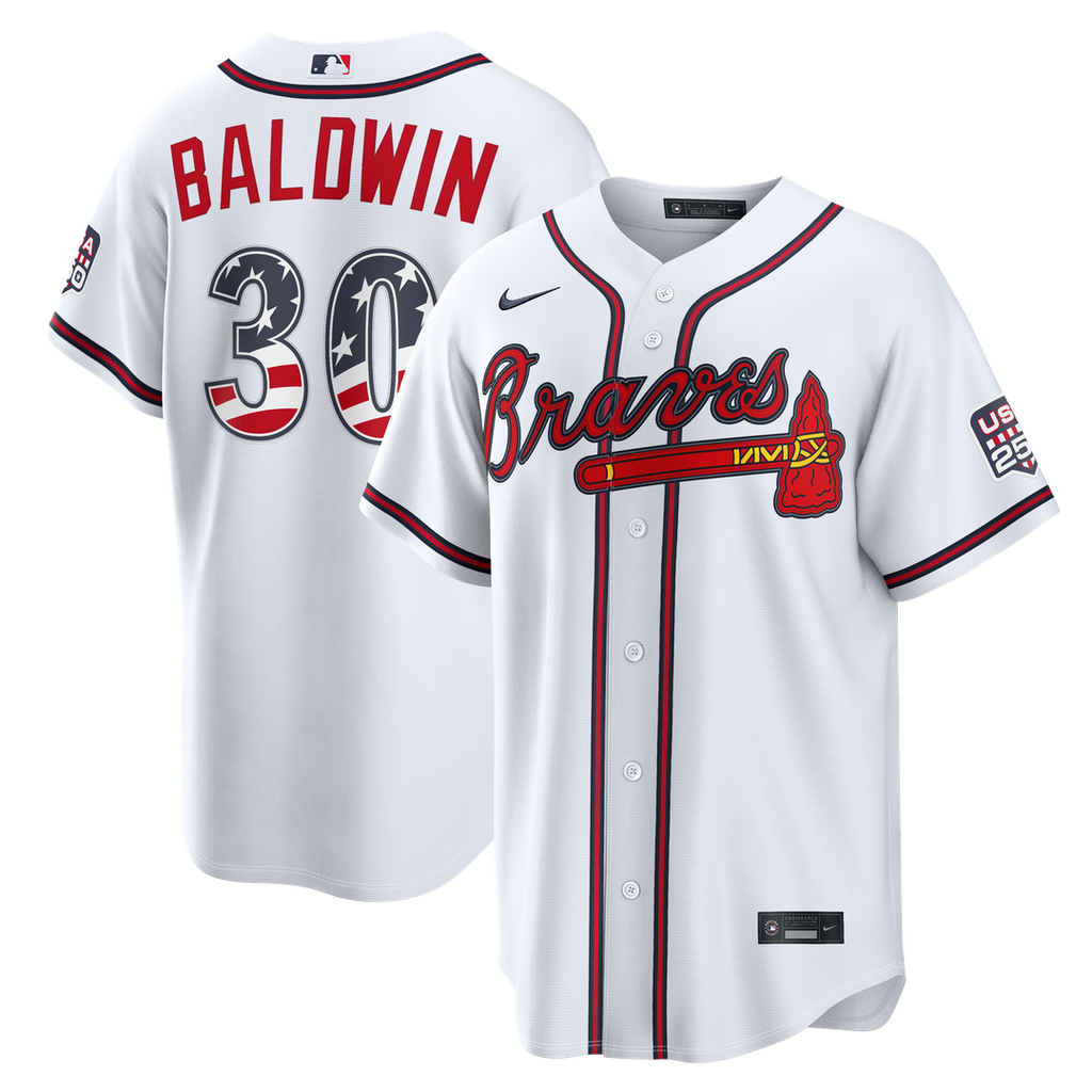 Fourth of July Atlanta Braves Drake Baldwin White USA 250 Stadium Jersey