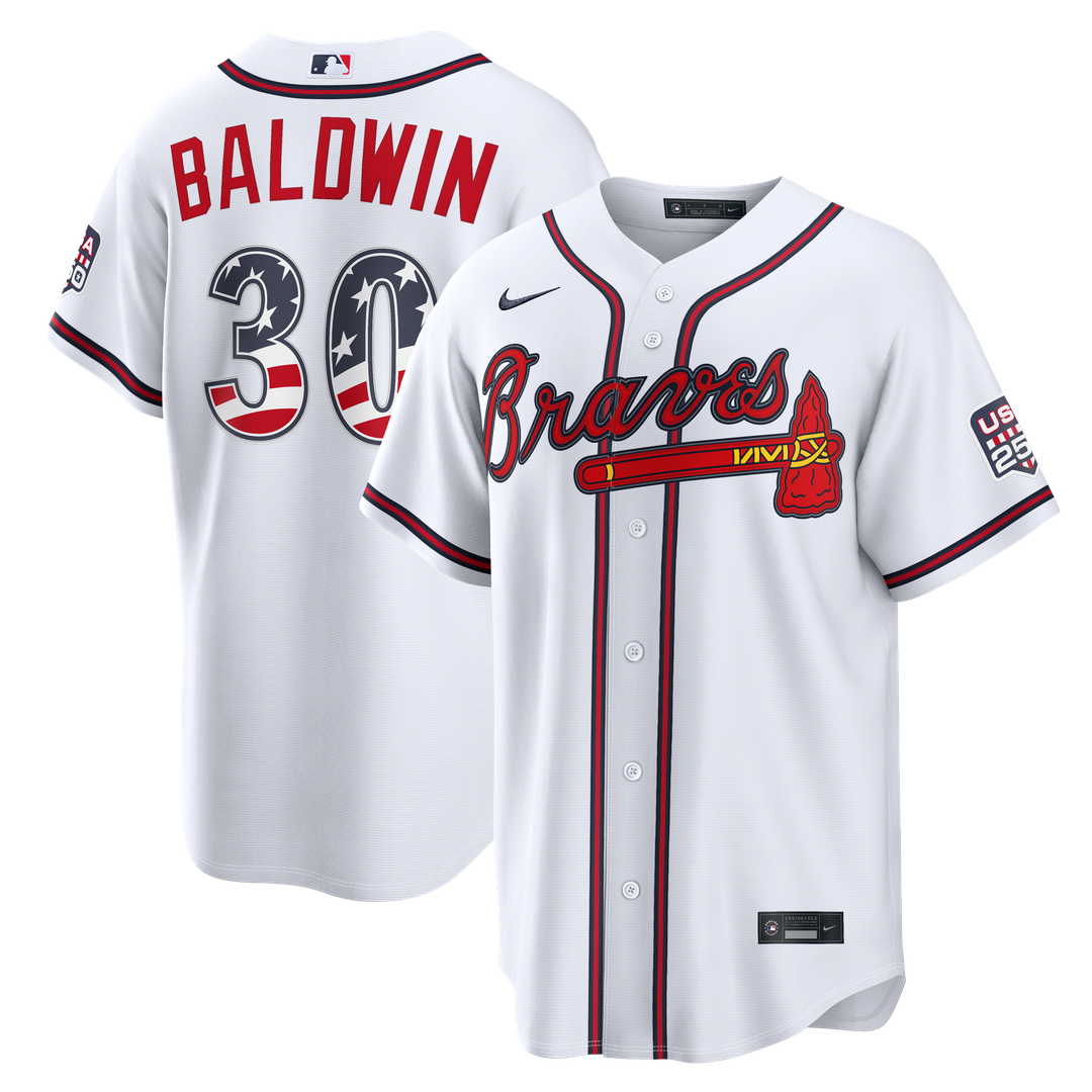 Fourth of July Atlanta Braves Drake Baldwin White USA 250 Stadium Jersey