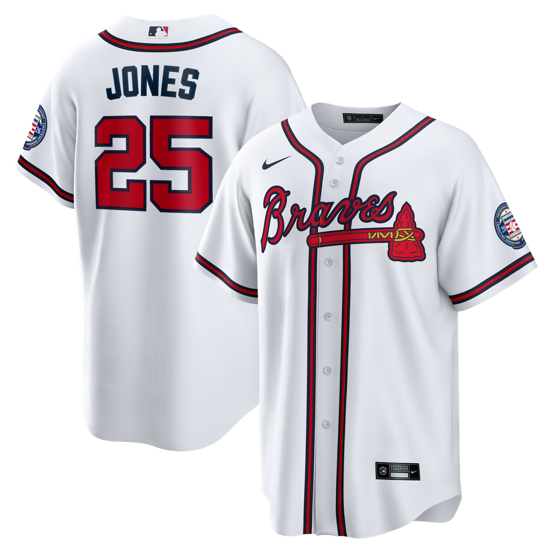 Andruw Jones Atlanta Braves Home Replica 2026 Hall of Fame Patch Jersey - White