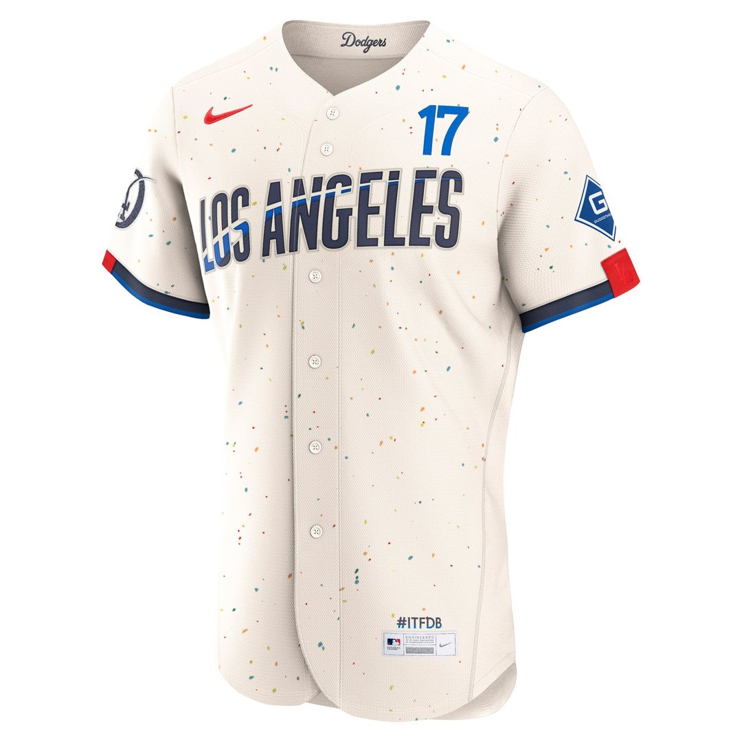 Shohei Ohtani Los Angeles Dodgers City Connect Authentic Sponsor Patch Jersey - Cream