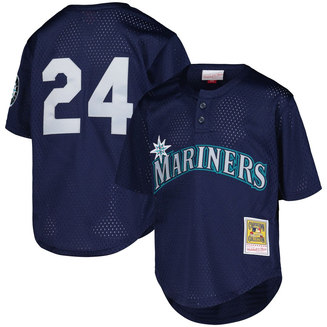 Ken Griffey Jr. Seattle Mariners Youth Cooperstown Collection Mesh Batting Practice Jersey - Navy