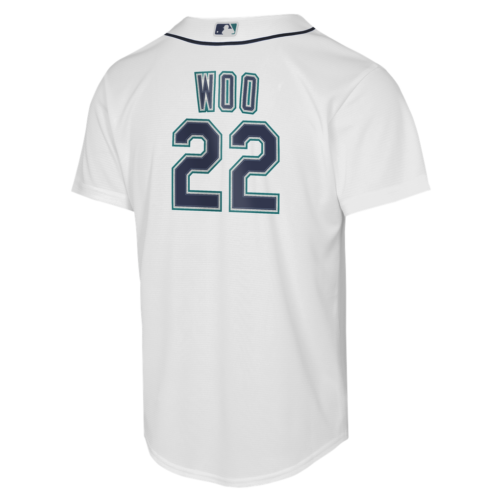 Bryan Woo Seattle Mariners Youth Home Baseline Jersey - White