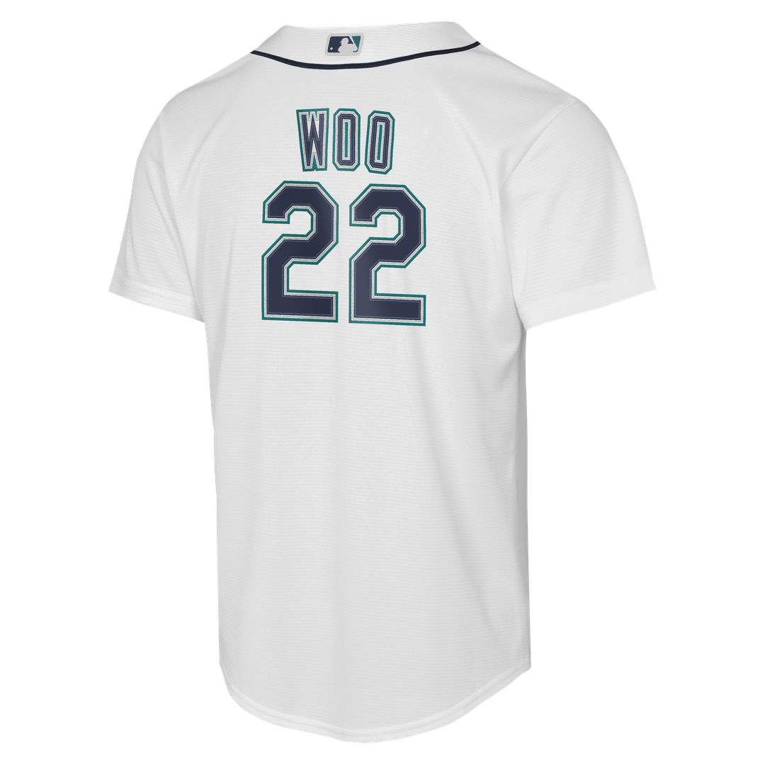 Bryan Woo Seattle Mariners Youth Home Baseline Jersey - White