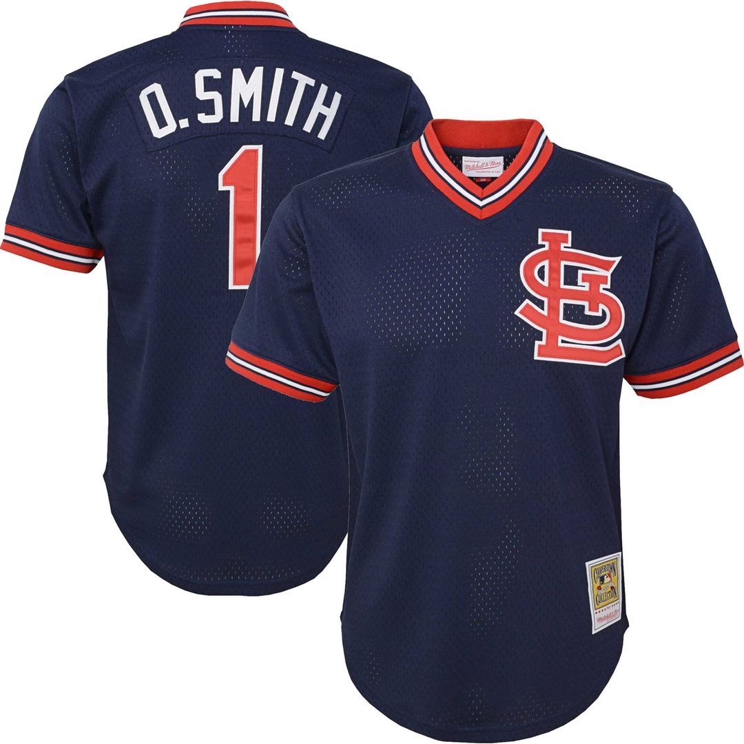 Ozzie Smith St. Louis Cardinals Youth Cooperstown Collection Mesh Batting Practice Jersey - Navy