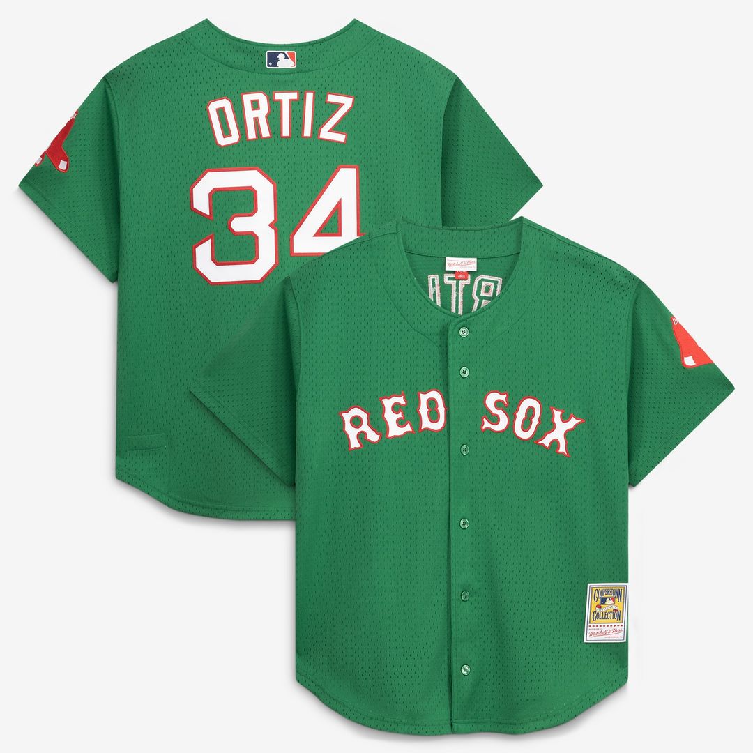 David Ortiz Boston Red Sox Cooperstown Collection Mesh Batting Practice Button - Up Jersey - Red