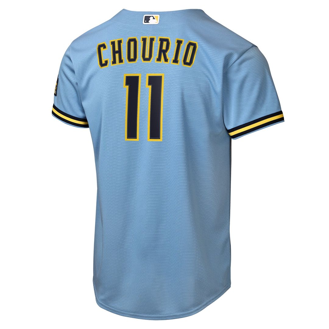 Jackson Chourio Milwaukee Brewers Youth Road Stadium Jersey - Powder Blue
