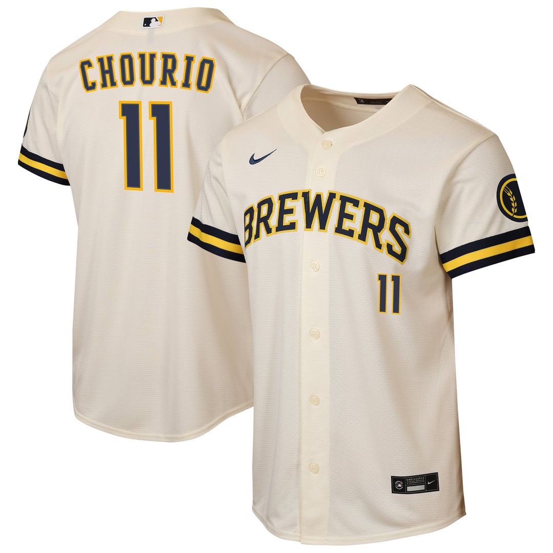 Jackson Chourio Milwaukee Brewers Youth Home Stadium Jersey - Cream