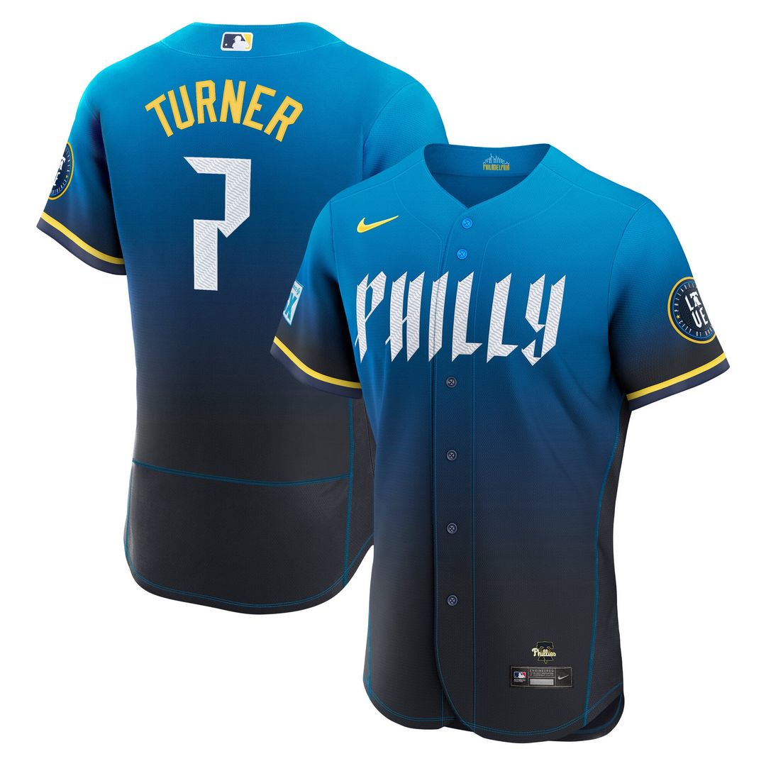 Trea Turner Philadelphia Phillies City Connect Authentic Sponsor Patch Jersey - Navy