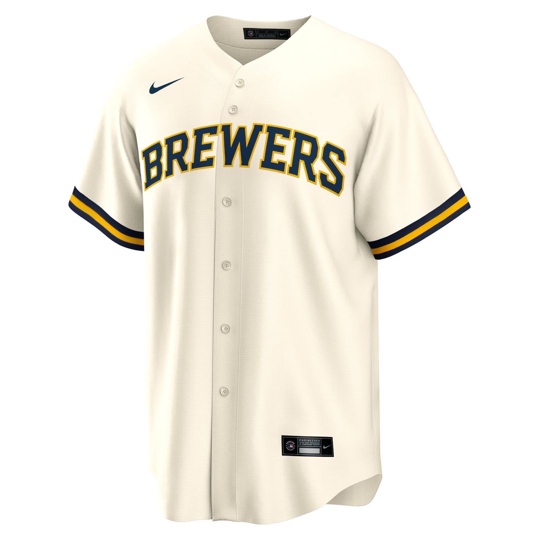 Christian Yelich Milwaukee Brewers Home Replica Player Jersey - Cream