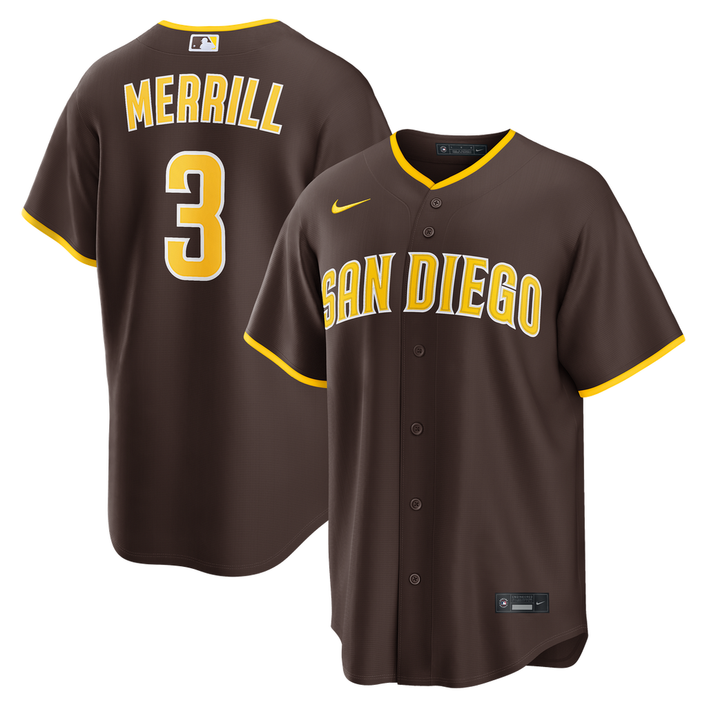 Jackson Merrill San Diego Padres Road Replica Jersey - Brown