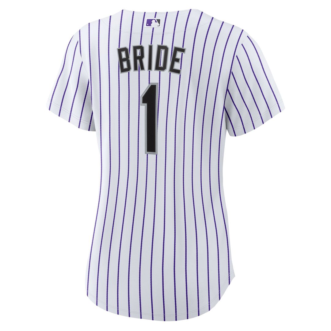 Colorado Rockies Women's #1 Bride Home Replica Jersey - White