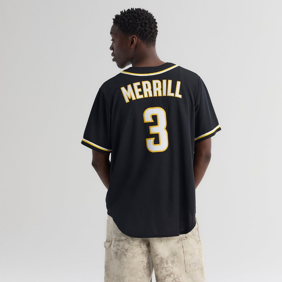 Jackson Merrill San Diego Padres Fashion Replica Black Out Jersey