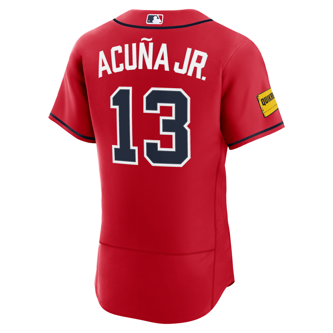 Ronald Acuña Jr. Atlanta Braves Alternate Authentic Sponsor Patch Jersey - Red