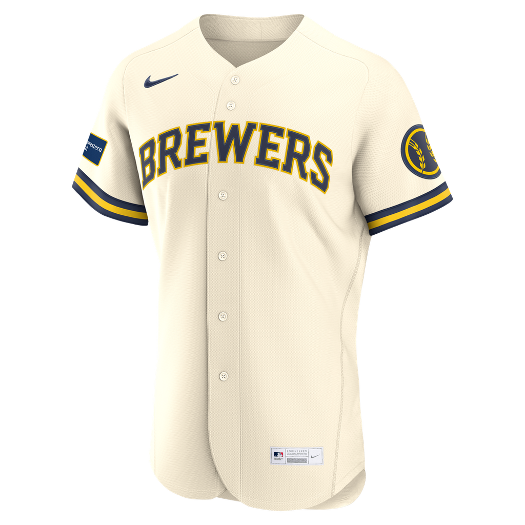 Milwaukee Brewers Alternate Sponsor Patch Authentic Jersey - White