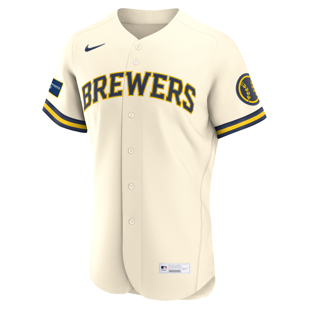 Milwaukee Brewers Alternate Sponsor Patch Authentic Jersey - White