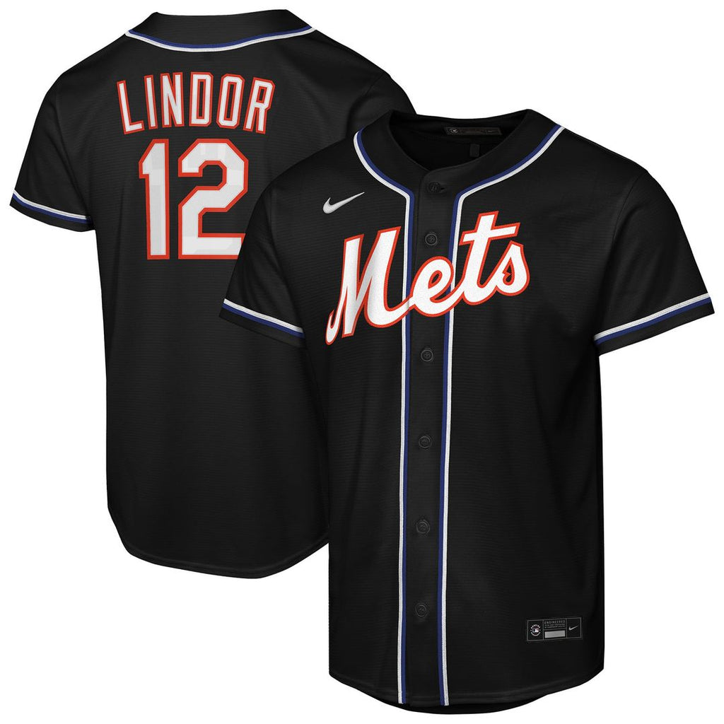 Francisco Lindor New York Mets Youth Fashion Replica Player Jersey - Black