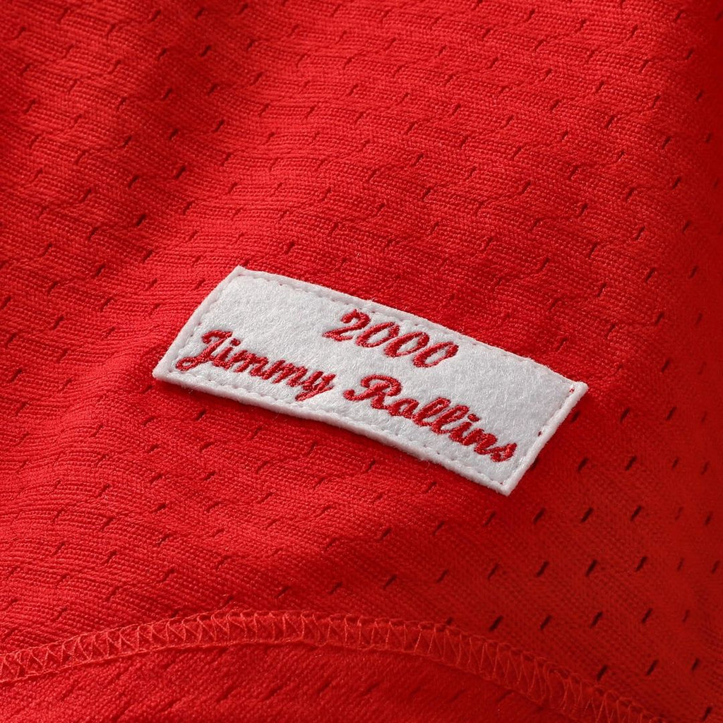Jimmy Rollins Philadelphia Phillies Cooperstown Mesh Batting Practice Button - Up Jersey - Red