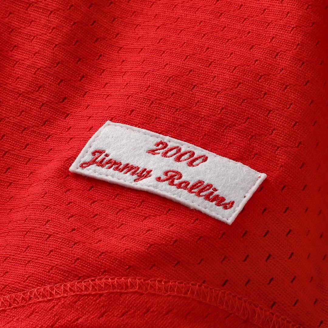 Jimmy Rollins Philadelphia Phillies Cooperstown Mesh Batting Practice Button - Up Jersey - Red