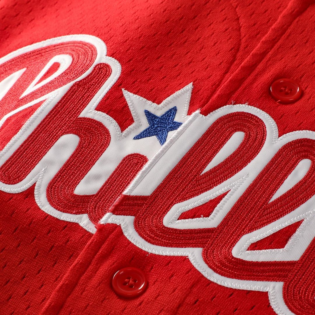 Jimmy Rollins Philadelphia Phillies Cooperstown Mesh Batting Practice Button - Up Jersey - Red