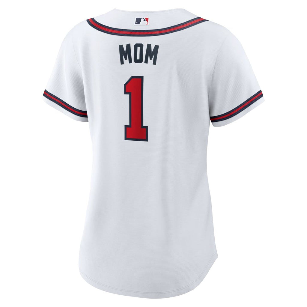 Atlanta Braves Women's #1 Mom Home Replica Jersey - White