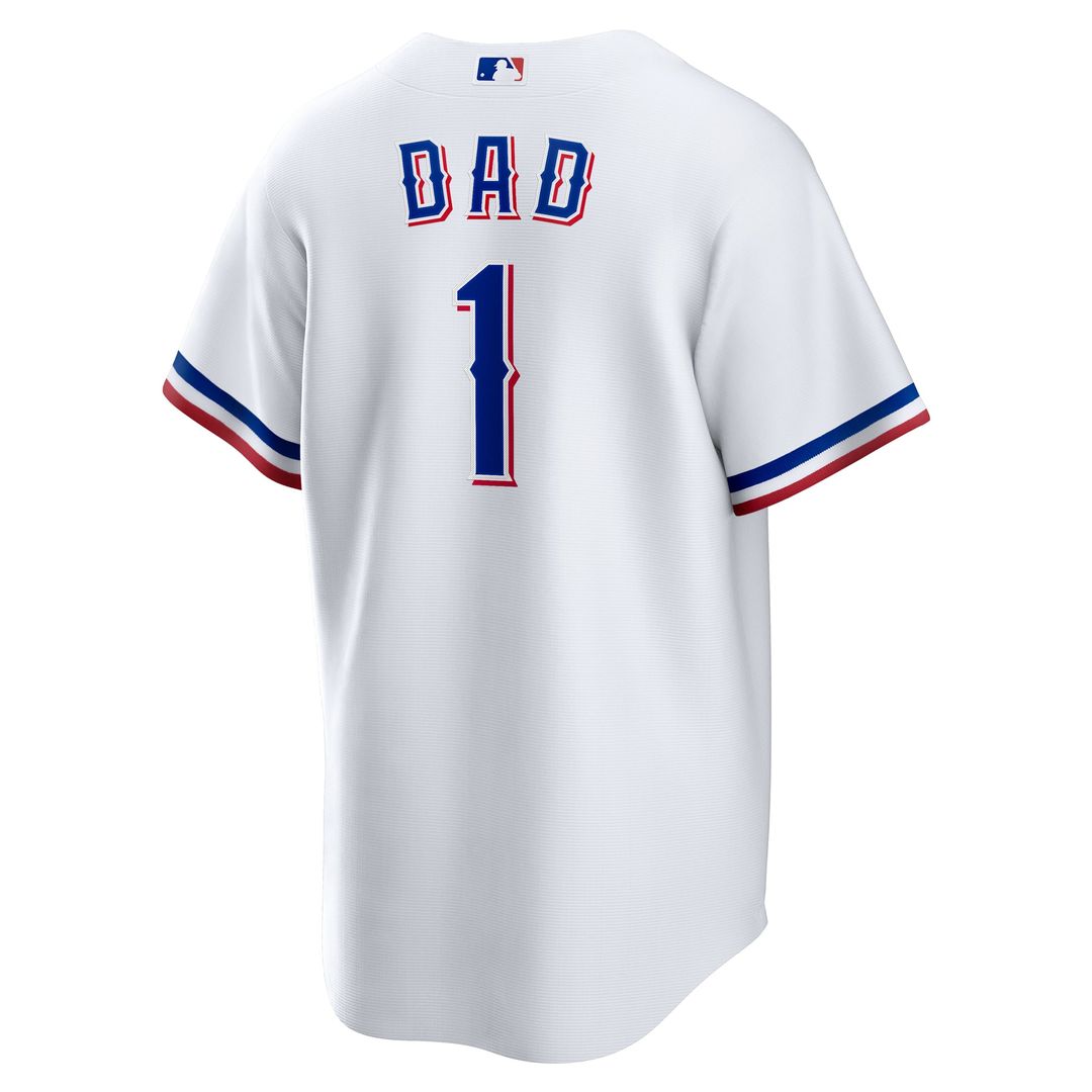 Texas Rangers #1 Dad Home Replica Jersey - White