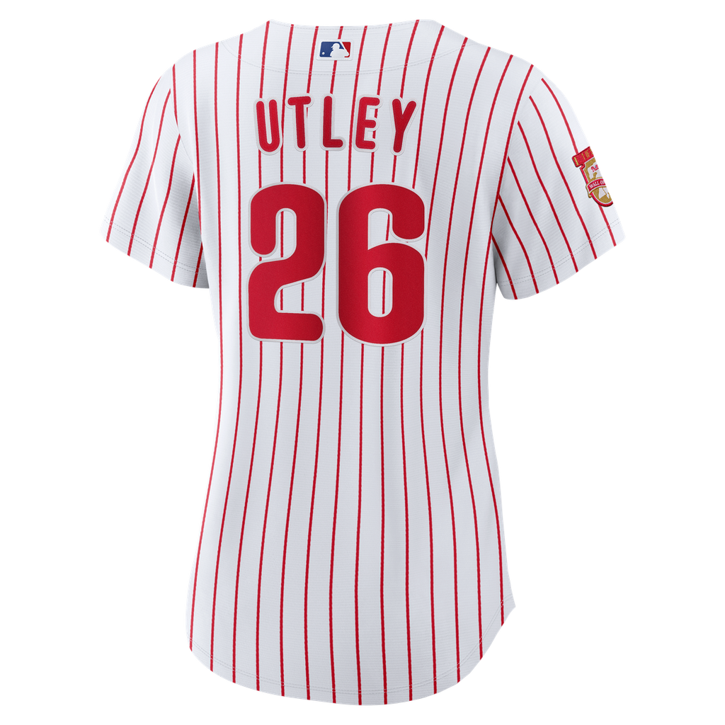 Chase Utley Philadelphia Phillies Women's Home Wall of Fame Patch Limited Edition Replica Jersey - White