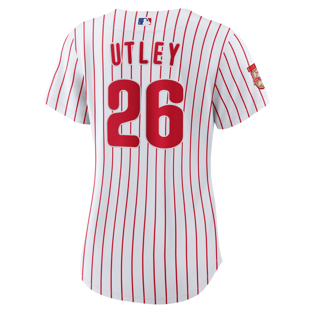 Chase Utley Philadelphia Phillies Women's Home Wall of Fame Patch Limited Edition Replica Jersey - White