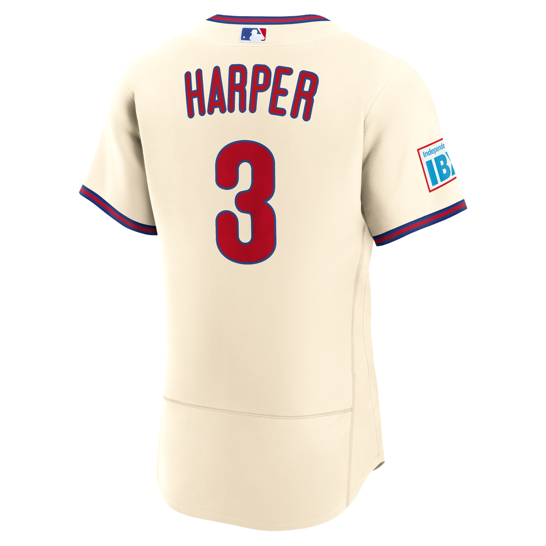 Bryce Harper Philadelphia Phillies Alternate Authentic Sponsor Patch Jersey - Cream