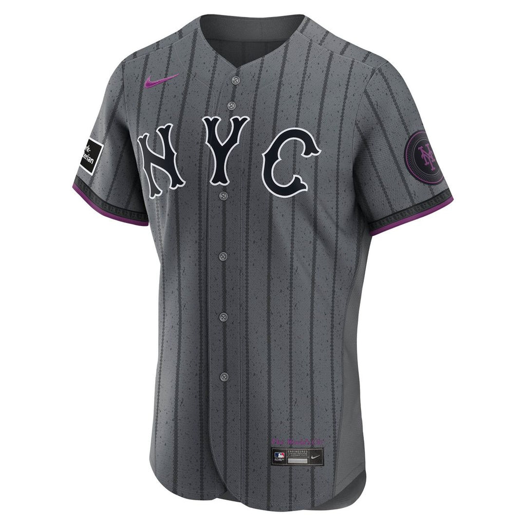 New York Mets City Connect Authentic Sponsor Patch Jersey - Gray