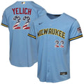 Christian Yelich Milwaukee Brewers Youth USA 250 Fourth of July Road Replica Jersey - Light Blue