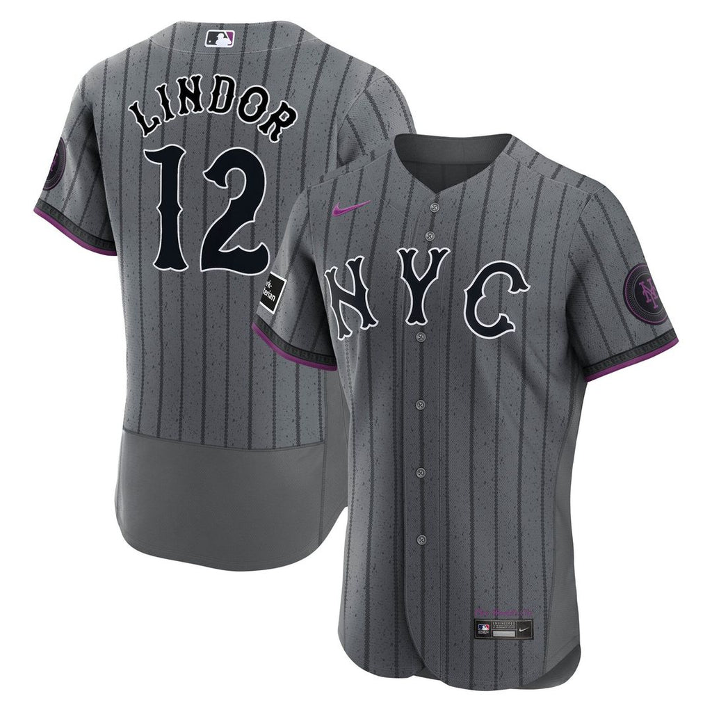 Francisco Lindor New York Mets City Connect Authentic Sponsor Patch Jersey - Gray