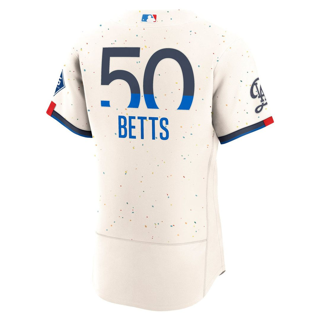 Mookie Betts Los Angeles Dodgers City Connect Authentic Sponsor Patch Jersey - Cream
