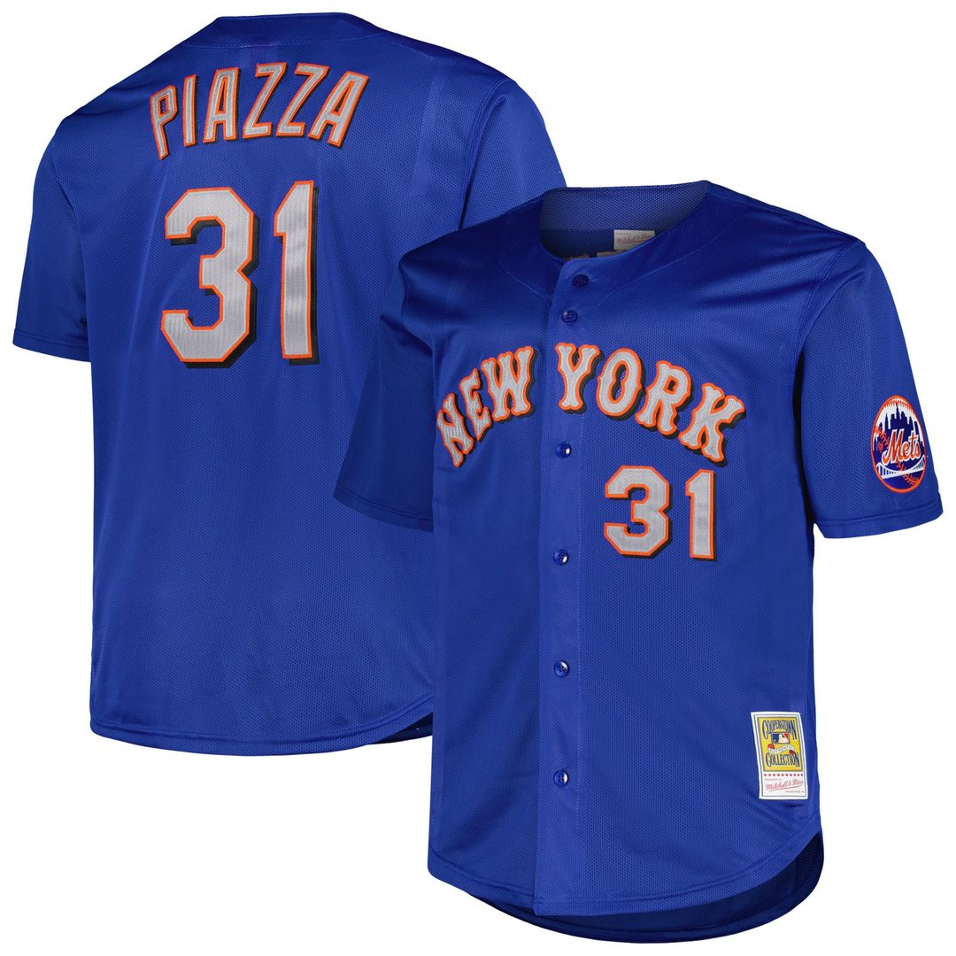 Mike Piazza New York Mets Big & Tall Cooperstown Mesh Batting Practice Jersey - Black