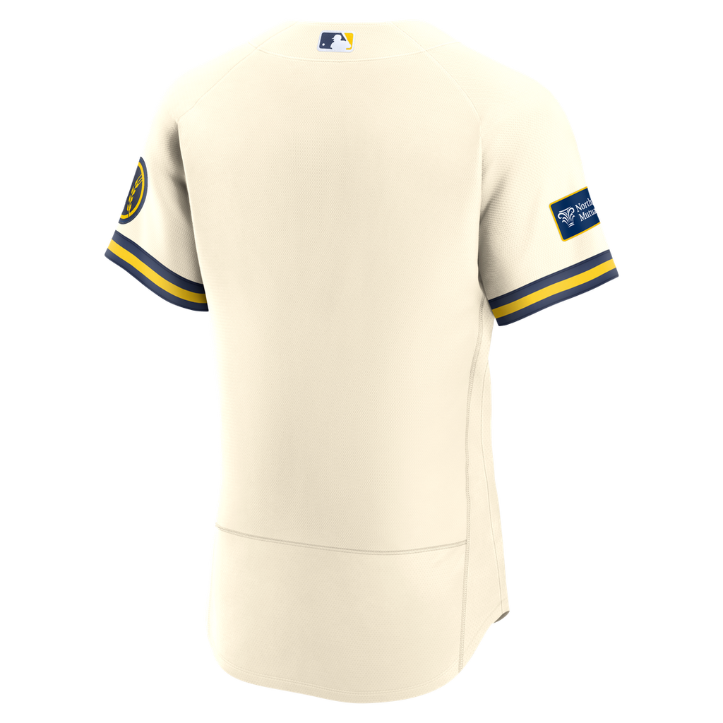 Milwaukee Brewers Home Sponsor Patch Authentic Jersey - Cream