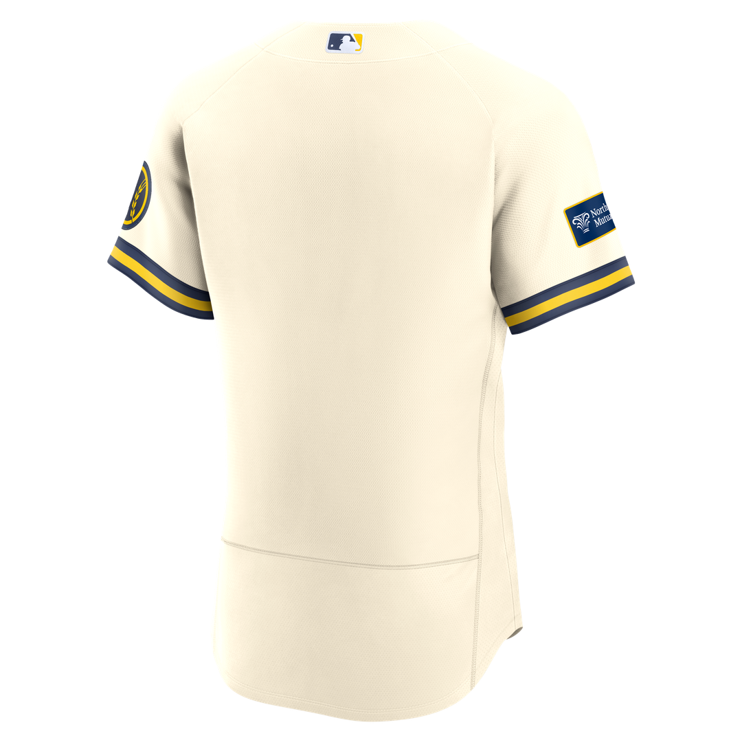 Milwaukee Brewers Home Sponsor Patch Authentic Jersey - Cream