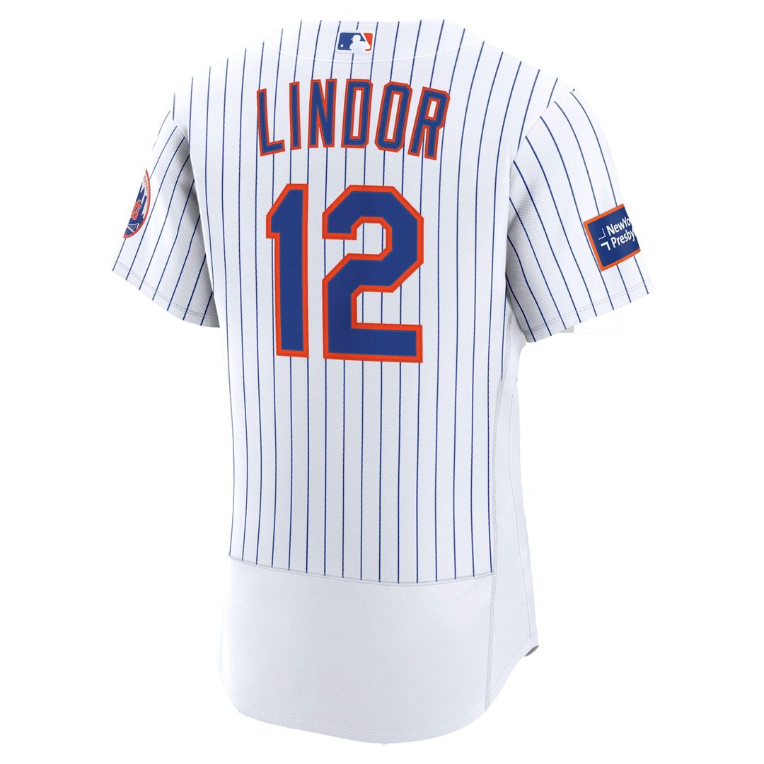 Francisco Lindor New York Mets Home Authentic Sponsor Patch Jersey - White