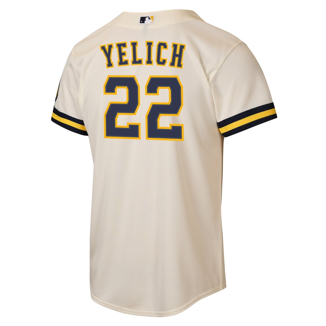 Christian Yelich Milwaukee Brewers Youth Home Stadium Jersey - Cream