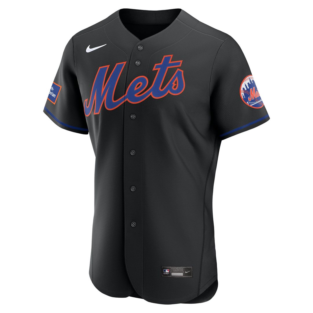 New York Mets Alternate Sponsor Patch Authentic Jersey - Black