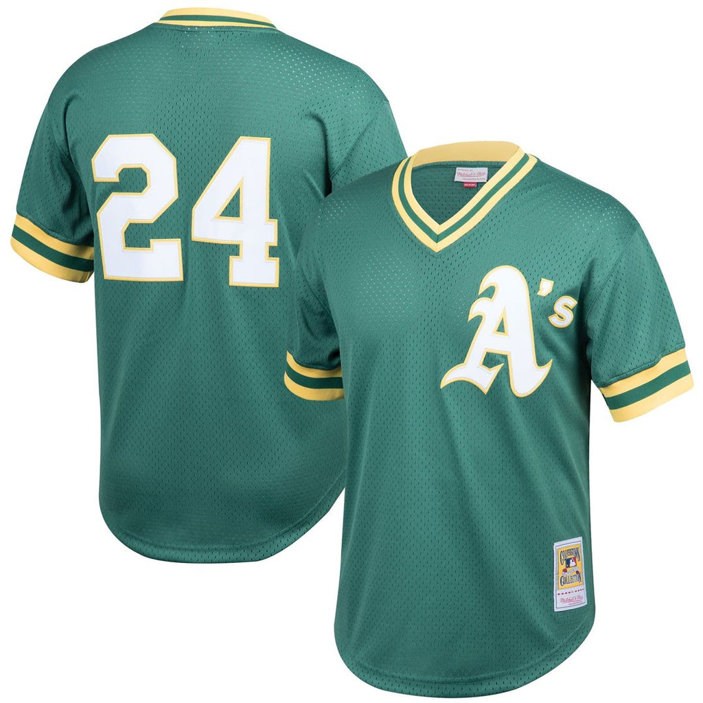 Rickey Henderson Athletics Cooperstown Collection Big & Tall Mesh Batting Practice Jersey - Green