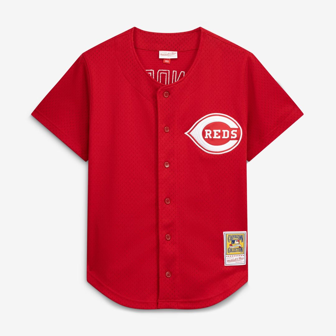 Deion Sanders Cincinnati Reds Cooperstown Mesh Batting Practice Button - Up Jersey - Red