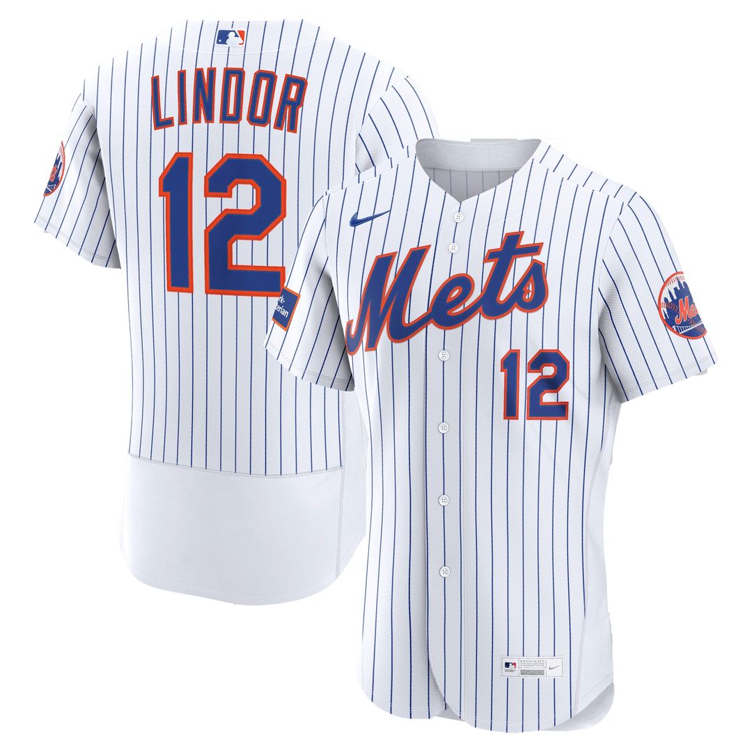 Francisco Lindor New York Mets Home Authentic Sponsor Patch Jersey - White