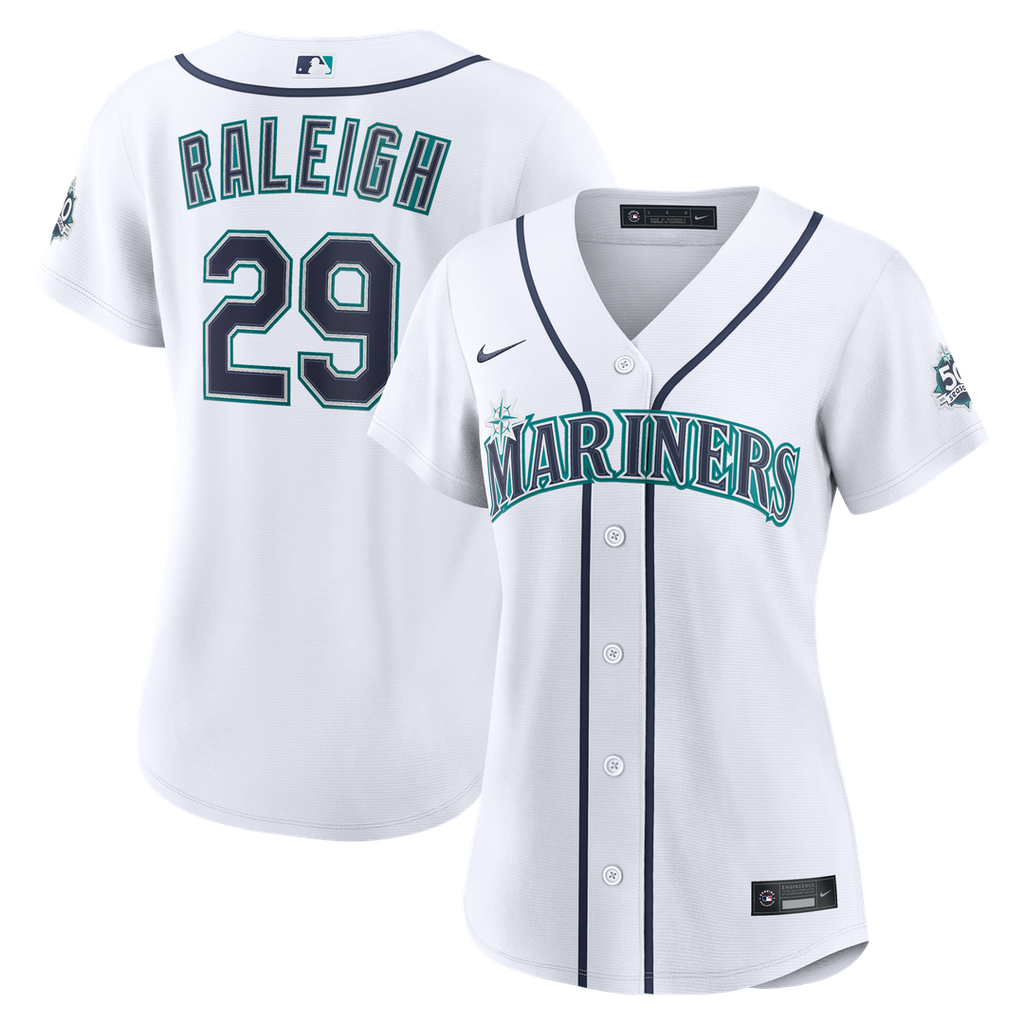 Cal Raleigh Seattle Mariners Women's Home 50th Season Stadium Jersey - White