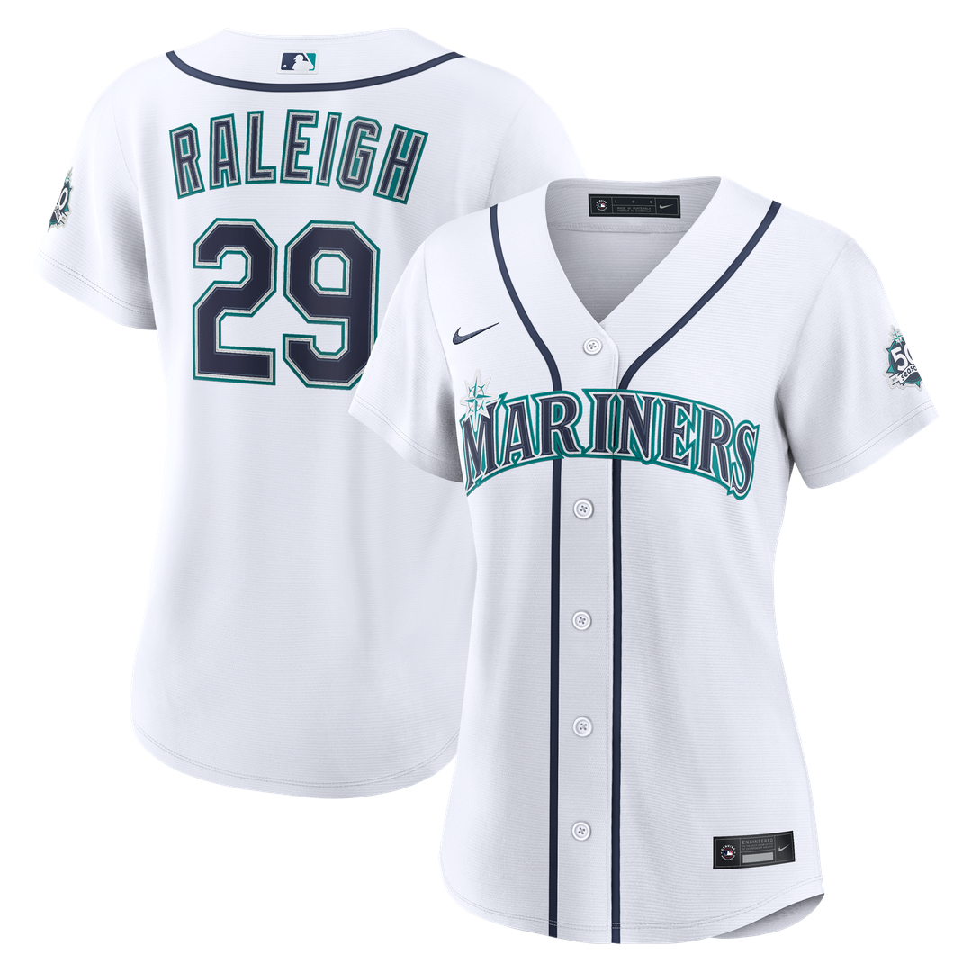 Cal Raleigh Seattle Mariners Women's Home 50th Season Stadium Jersey - White