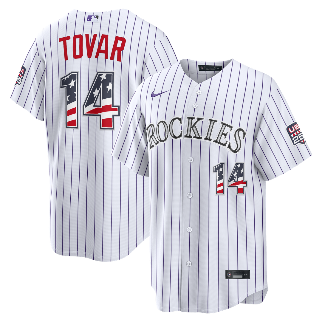 Fourth of July Colorado Rockies Ezequiel Tovar White USA 250 Stadium Jersey